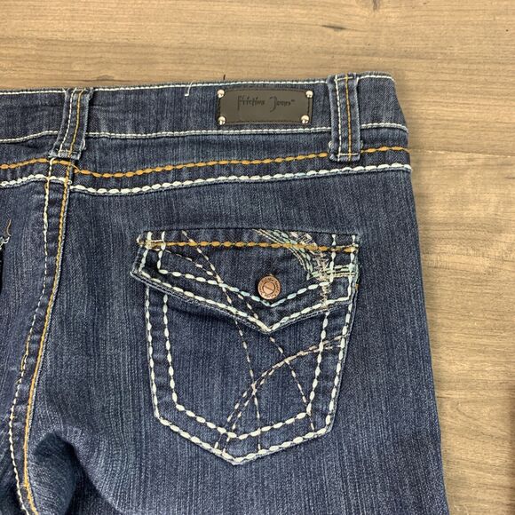 Friction Jeans Womens Junior Straight Leg Size 15 Denim Stretch Flap Pockets - Picture 3 of 9